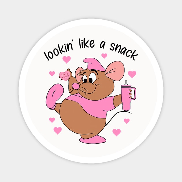 Lookin Like A Snack Mouse Pink Heart Tumbler Valentine_s Day Magnet by jadolomadolo